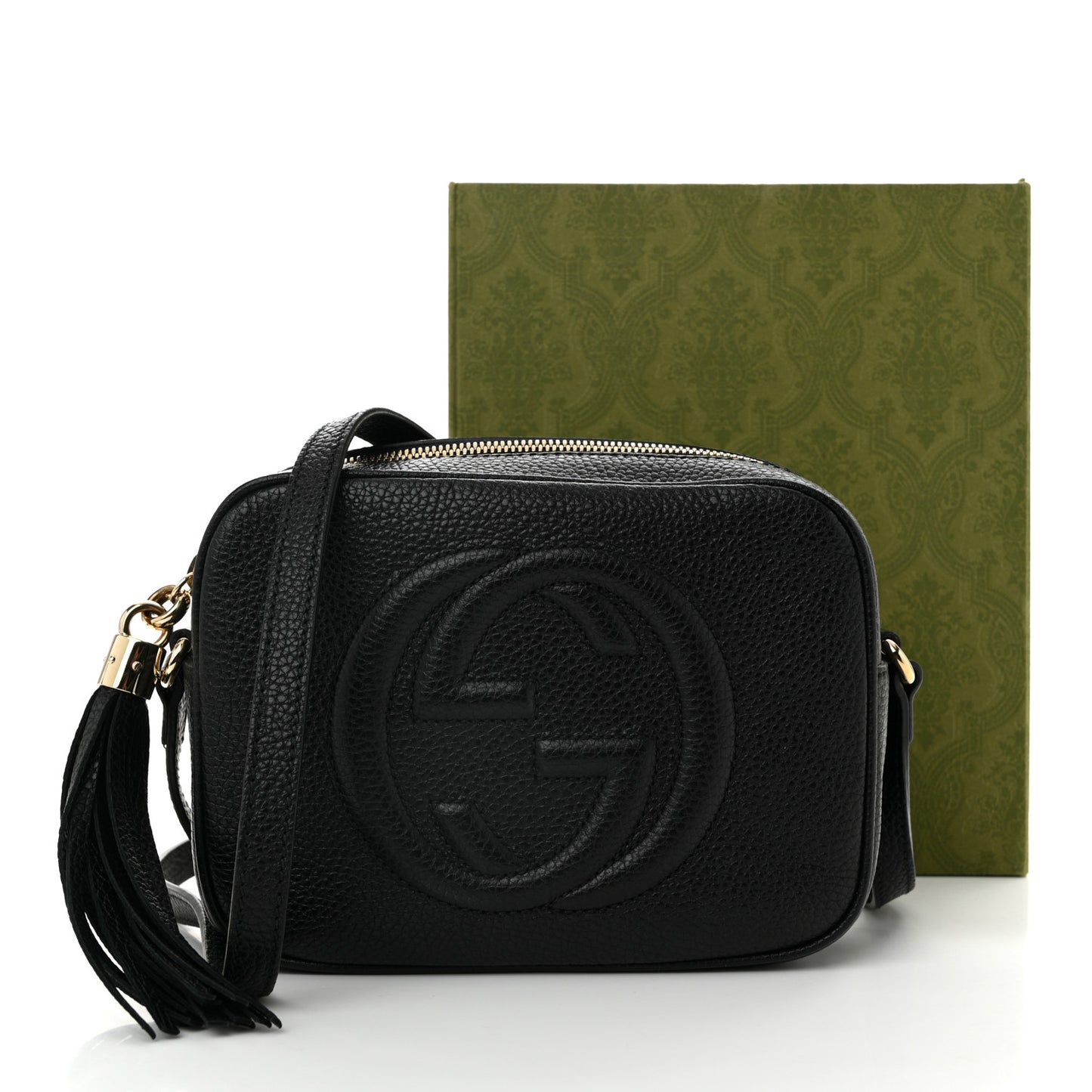 Pebbled Calfskin Small Soho Disco Bag Black