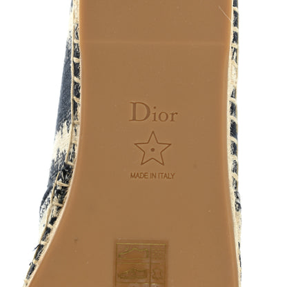 Christian Dior Cotton D-Stripes Embroidered Granville 15mm Espadrilles 35.5 Deep Blue 6 of 9