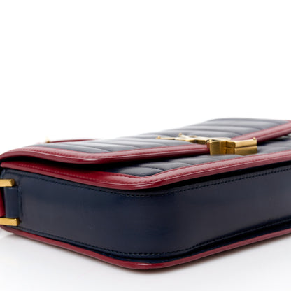 Saint Laurent Calfskin Matelasse Monogram Chain Bag Red Navy 10 of 11
