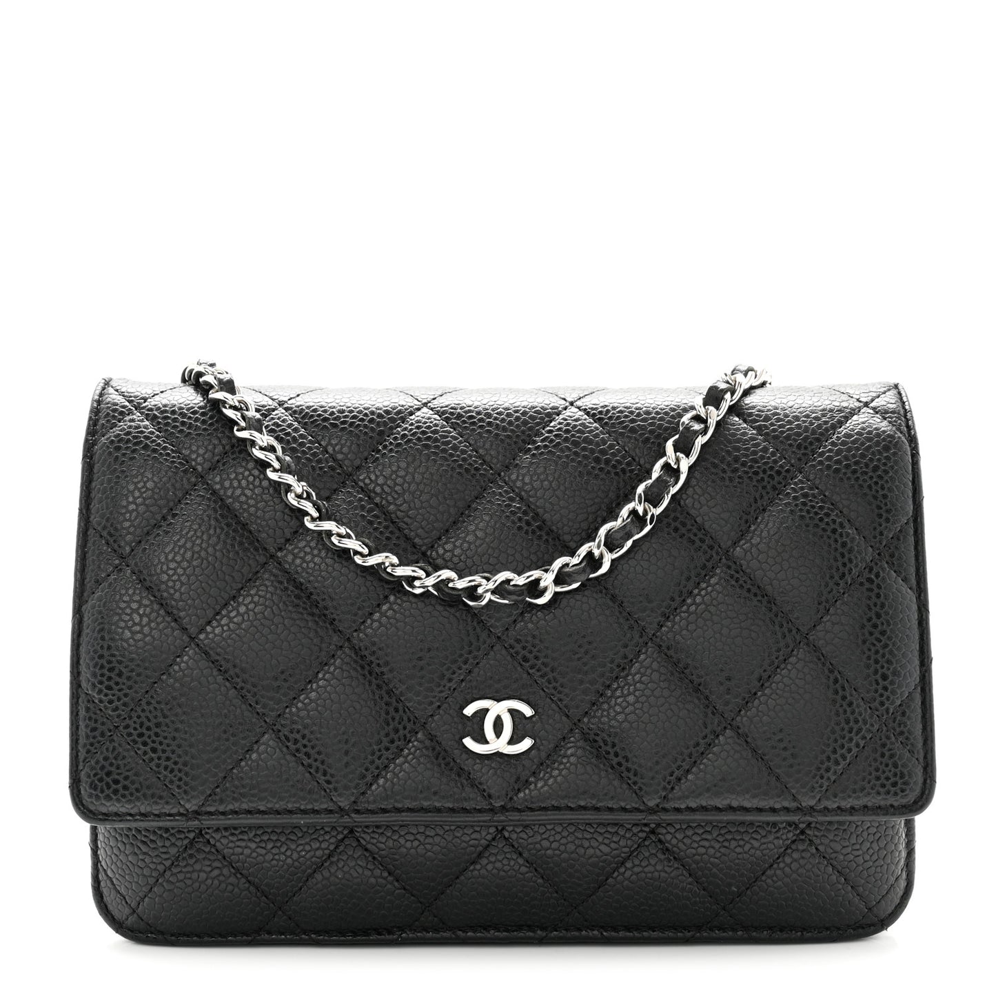Caviar Quilted Wallet on Chain WOC Black