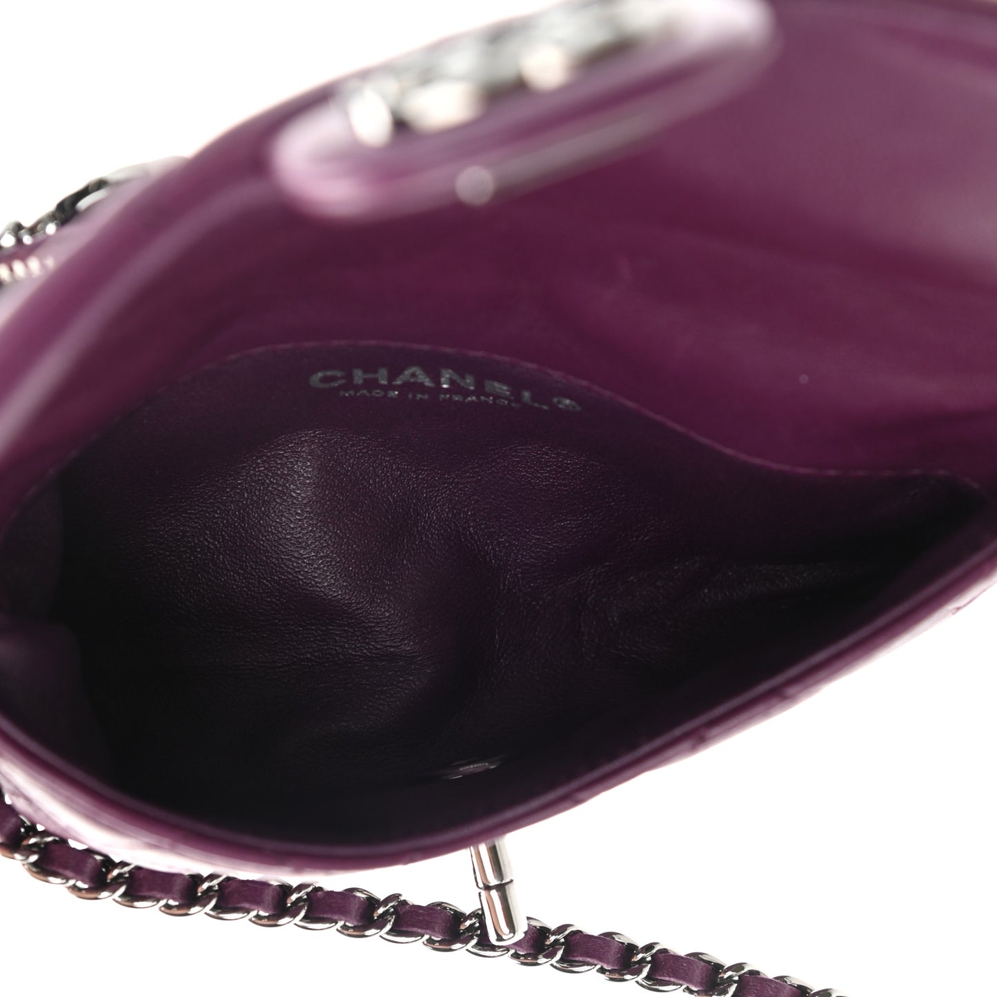 Lambskin Quilted Mini Mineral Nights Flap Crossbody Bag Purple