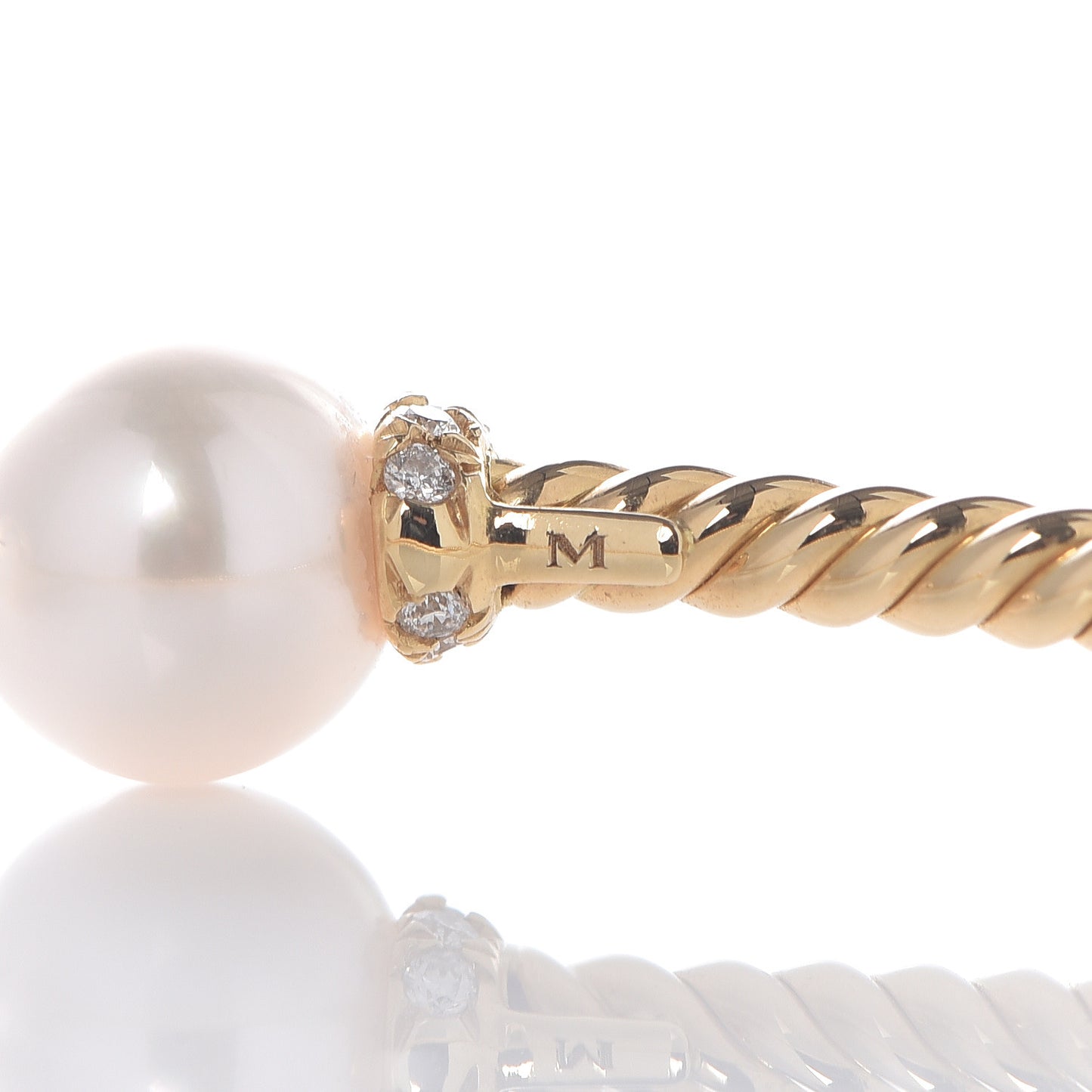 18K Yellow Gold Diamond Pearl 7mm Solari Bracelet