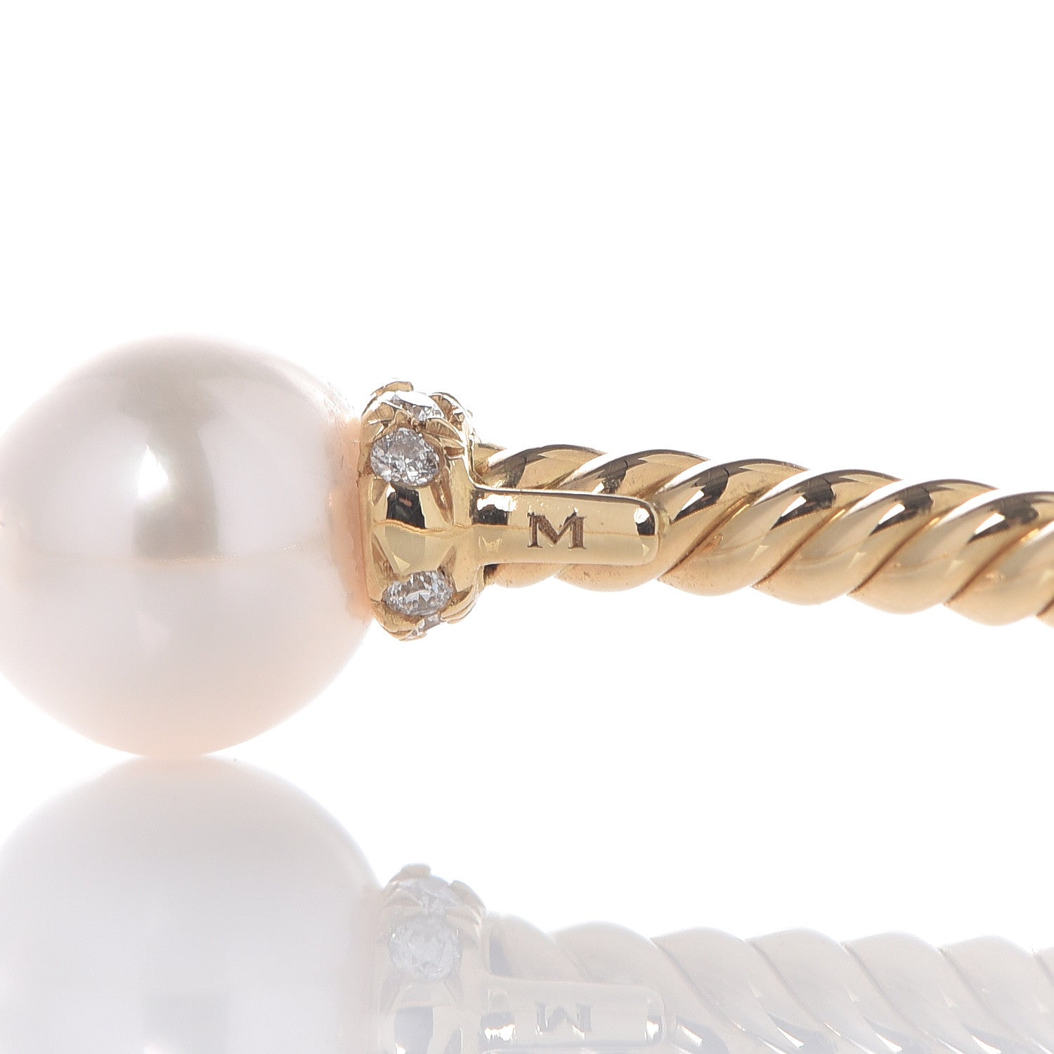 David Yurman 18K Yellow Gold Diamond Pearl 7mm Solari Bracelet 4 of 5