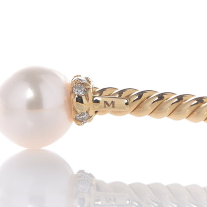 David Yurman 18K Yellow Gold Diamond Pearl 7mm Solari Bracelet 4 of 5