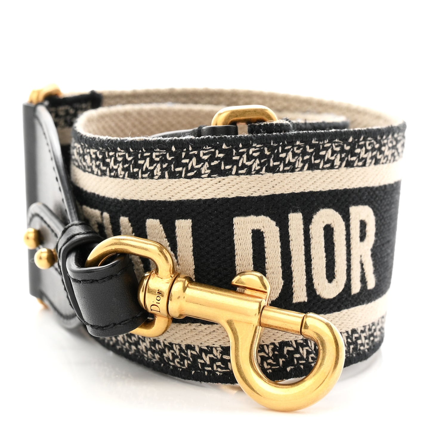Canvas Embroidered Shoulder Strap Black