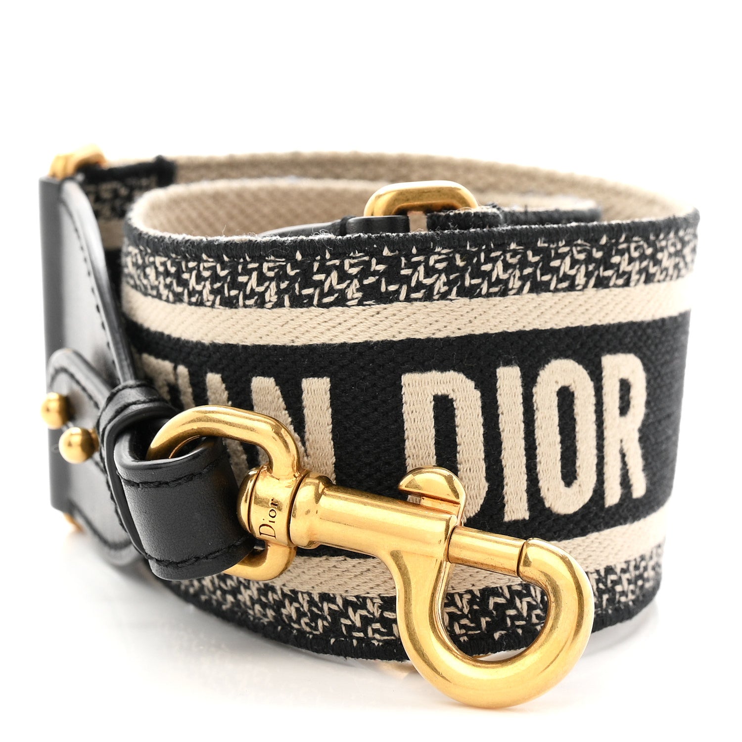 Christian Dior Canvas Embroidered Shoulder Strap Black 1 of 5