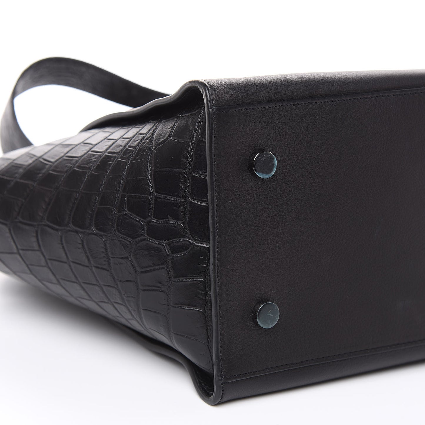 Smooth Calfskin Crocodile Embossed Small Monogram Downtown Cabas Black