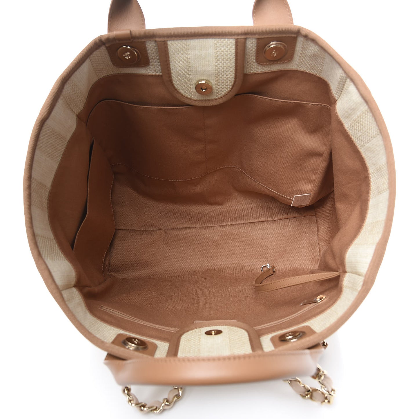 Mixed Fibers Striped Medium Deauville Tote Beige