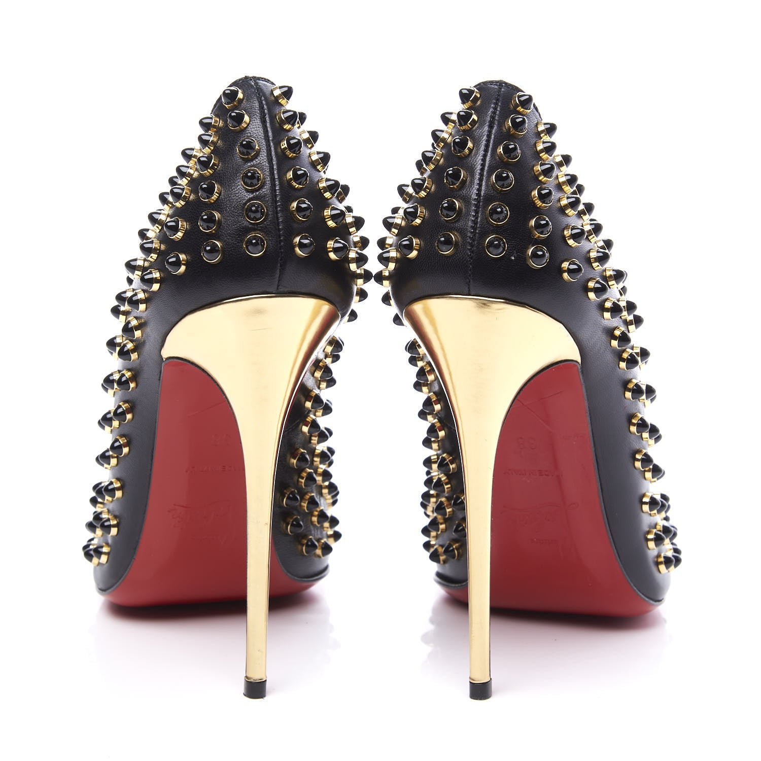 Christian Louboutin Kid Specchio Follies Cabo 120 Pumps 38 Black Gold 7 of 10