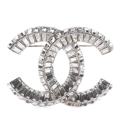 Chanel Baguette Crystal CC Brooch Silver 1 of 5