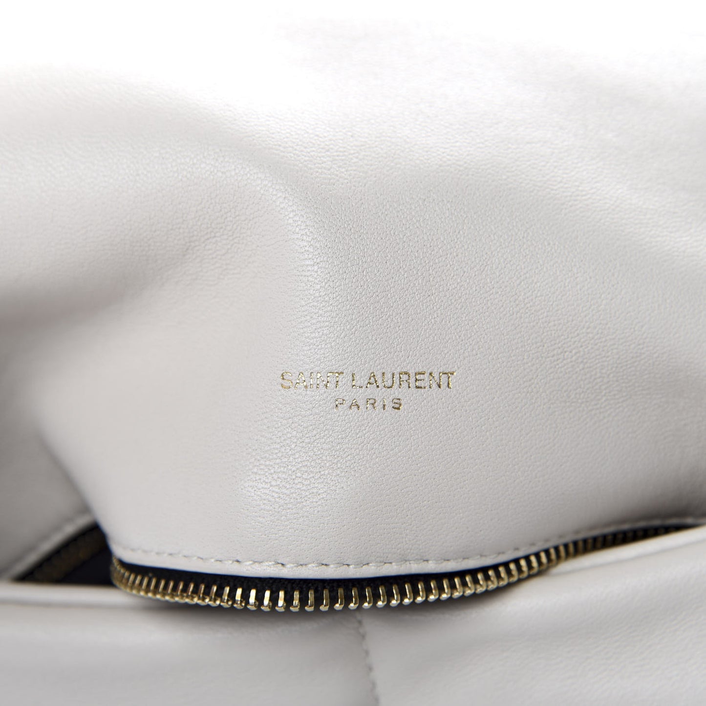 Lambskin Quilted Medium Loulou Puffer Monogram Chain Satchel Blanc Vintage