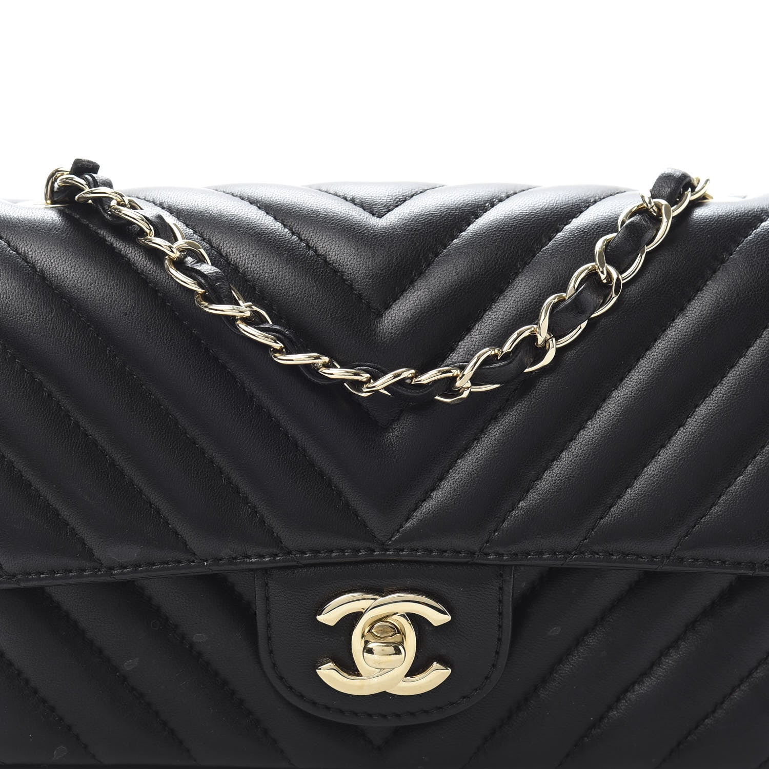 Chanel Lambskin Chevron Quilted Mini Rectangular Flap Black 14 of 14