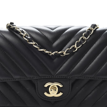 Chanel Lambskin Chevron Quilted Mini Rectangular Flap Black 14 of 14