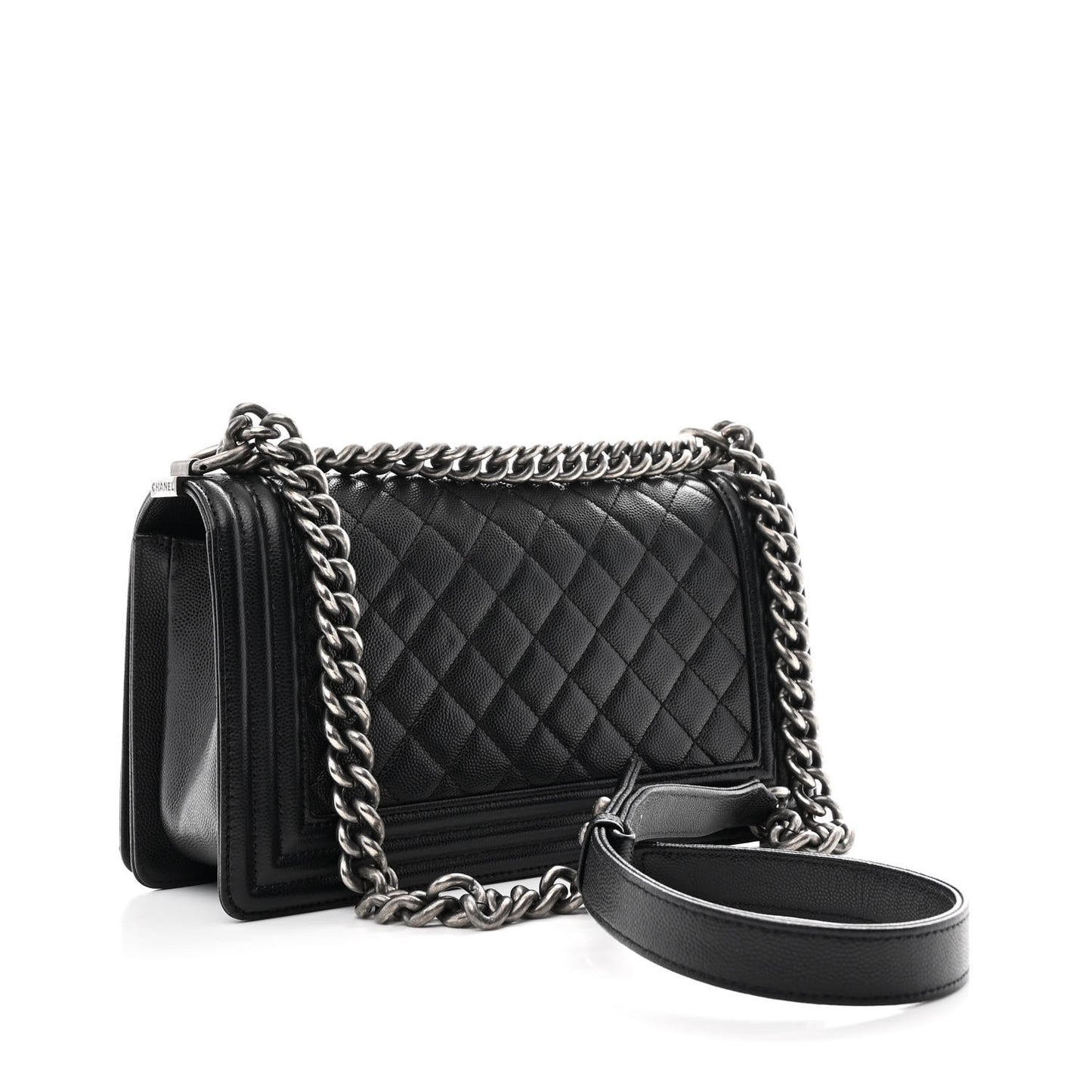 Caviar Quilted Medium Boy Flap Black