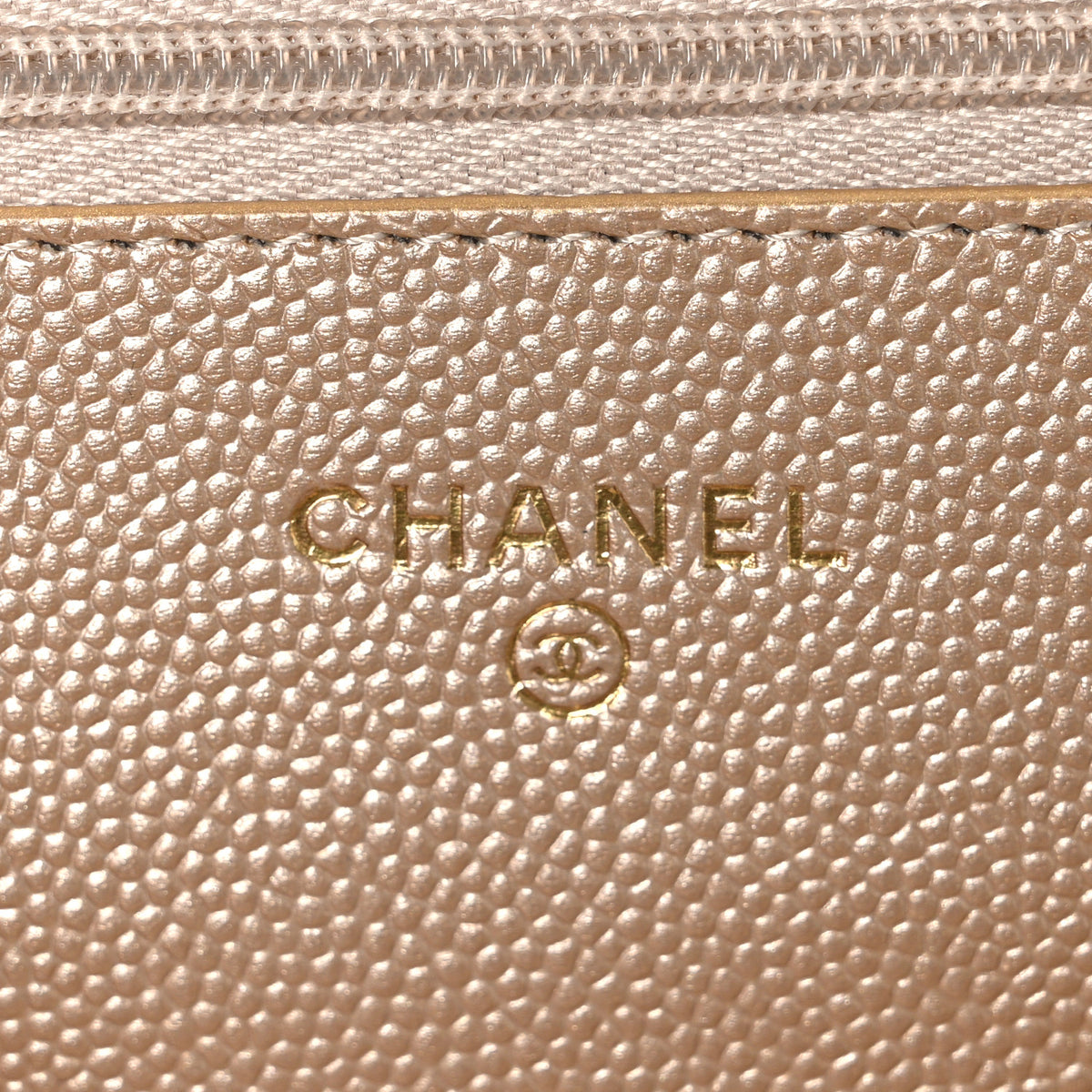 Chanel Metallic Caviar Quilted Coin Wallet On Chain WOC Gold 5 of 11