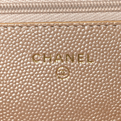 Chanel Metallic Caviar Quilted Coin Wallet On Chain WOC Gold 5 of 11