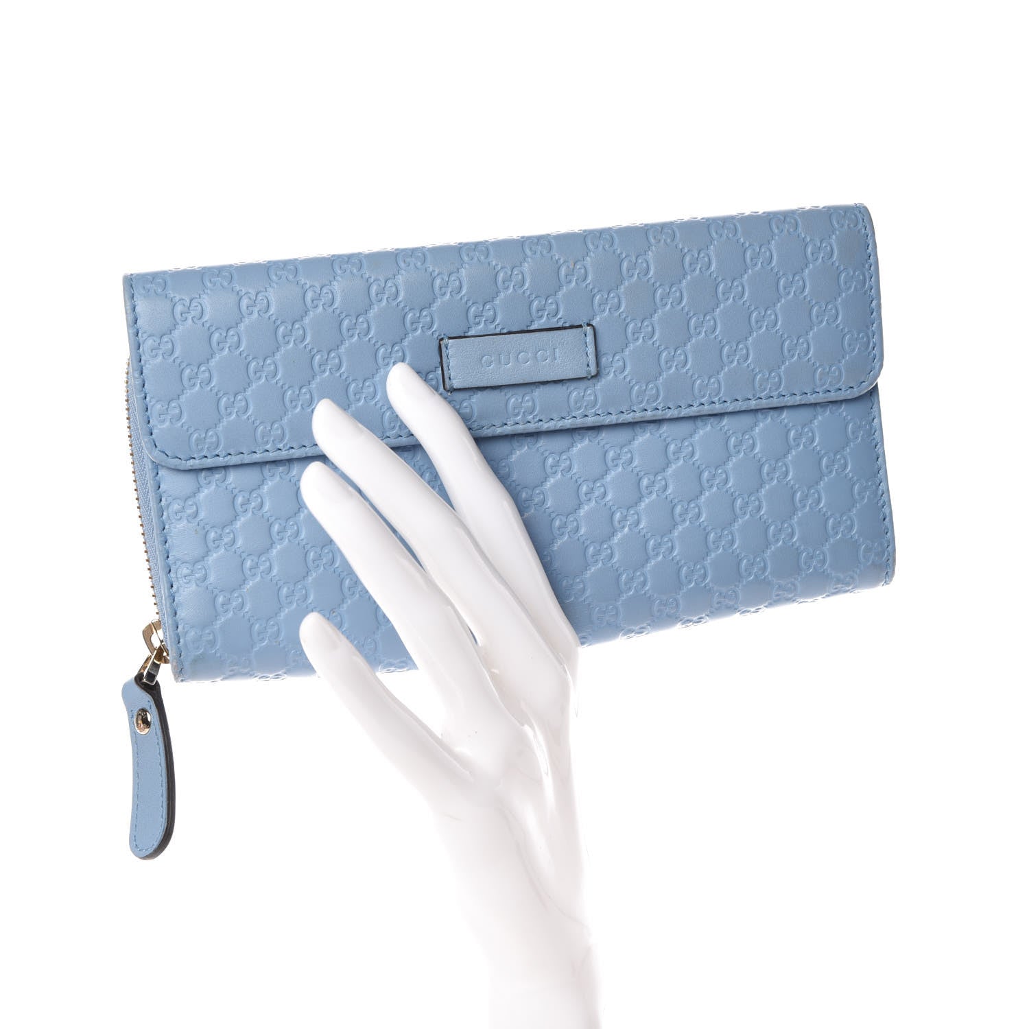 Gucci Soft Microguccissima Continental Zip Wallet Mineral Blue 2 of 10