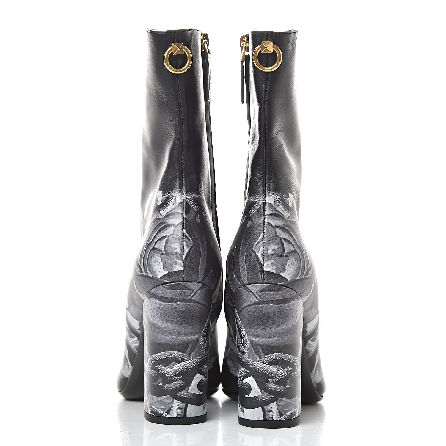 Valentino Garavani X UNDERCOVER Calfskin Print Ankle Boots 37.5 Black 5 of 10