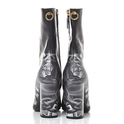 Valentino Garavani X UNDERCOVER Calfskin Print Ankle Boots 37.5 Black 5 of 10