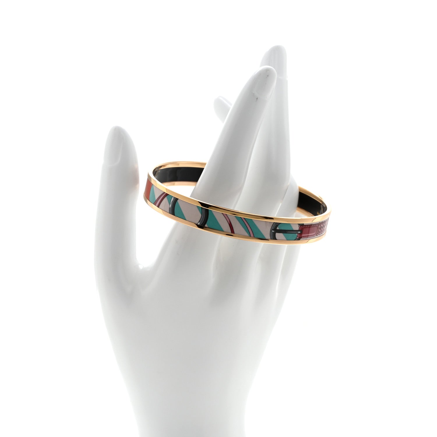 Hermes Enamel Printed Narrow Coaching Bracelet 70 2 of 5