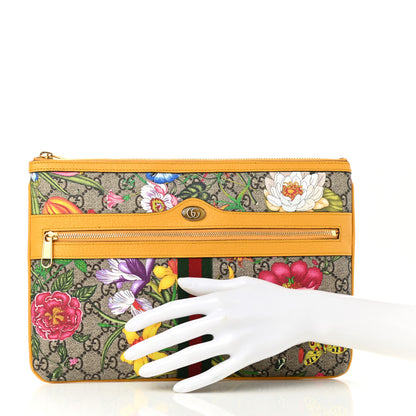 Gucci GG Supreme Monogram Flora Large Ophidia Pouch Clutch Beige Multicolor Crop 2 of 7