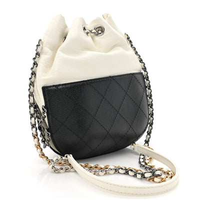 Chanel Aged Calfskin Quilted Small Gabrielle Bucket White Black 3 of 10
