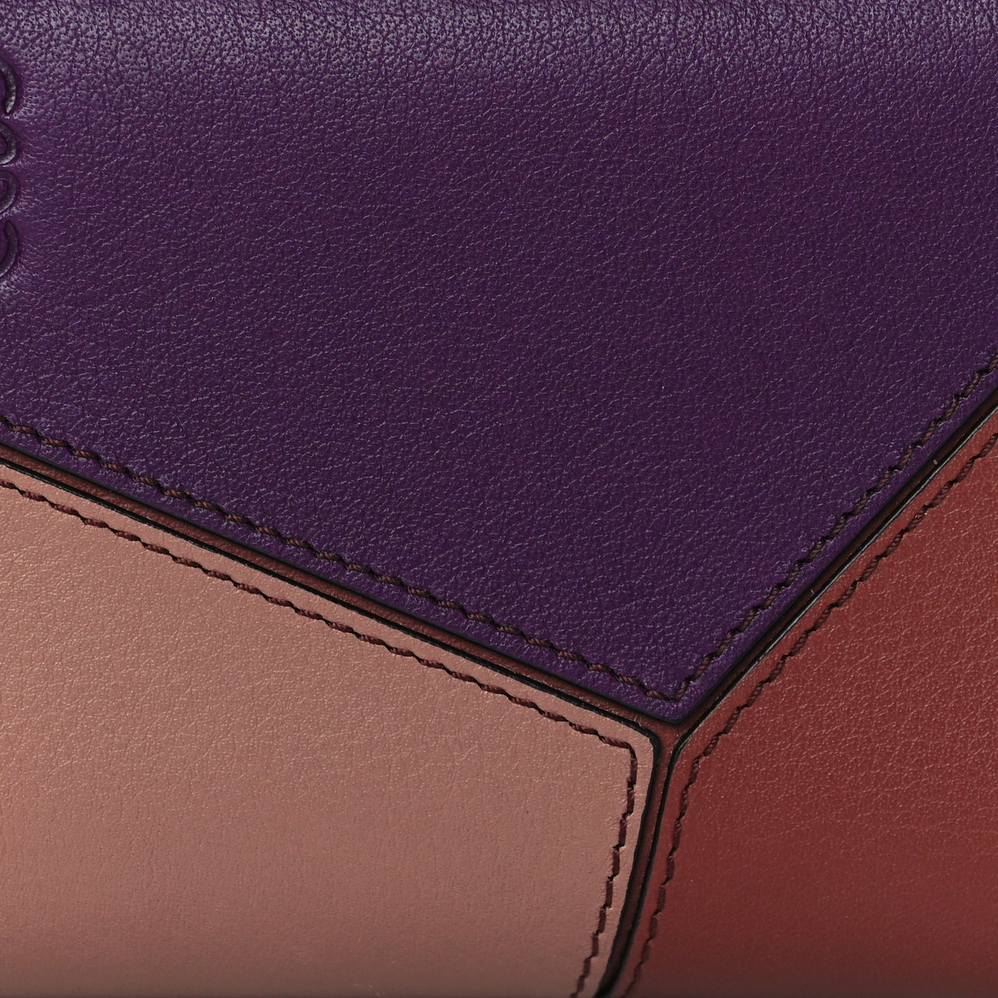 Calfskin Puzzle Zip Bi-Fold Wallet Dark Blush Dark Rust