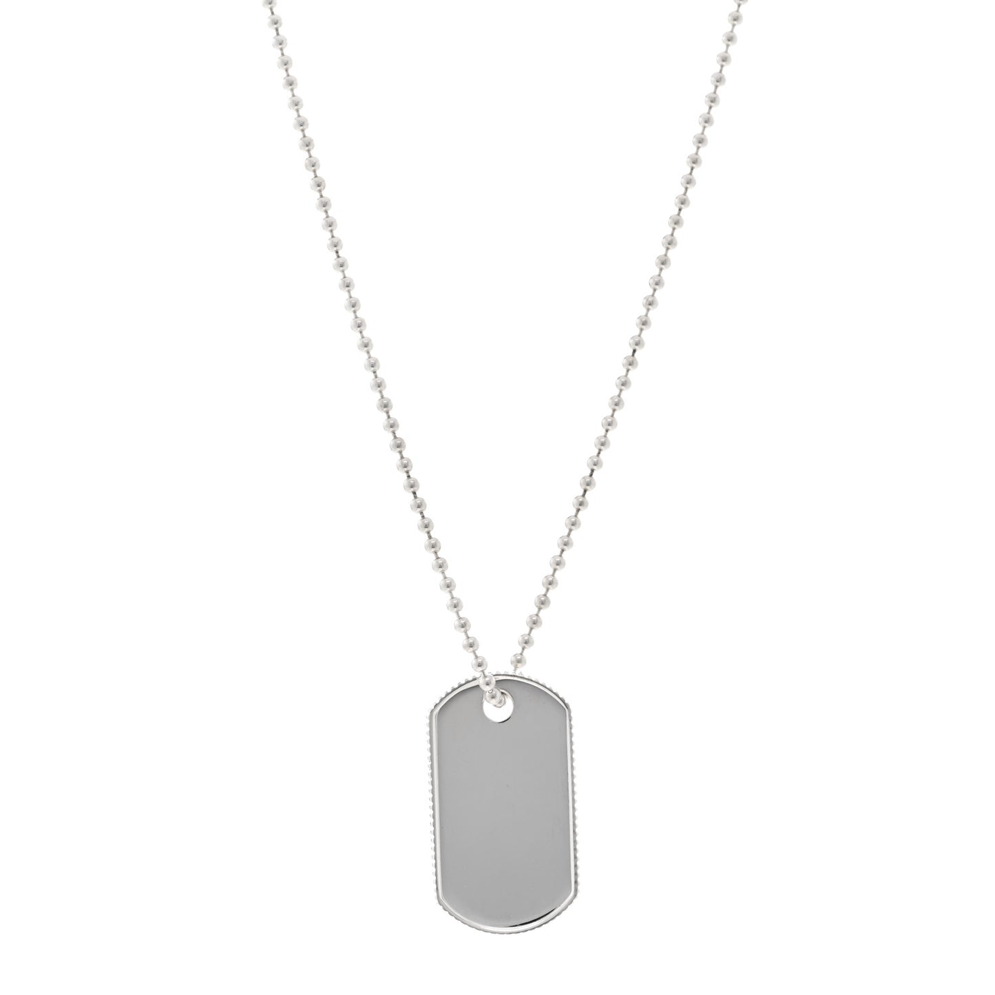 Sterling Silver Coin Edge Dog Tag Pendant Necklace