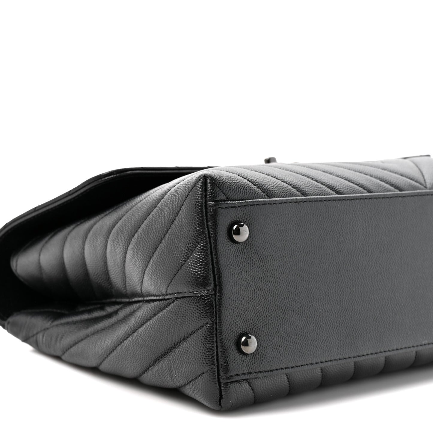 Caviar Chevron Quilted Medium Coco Handle Flap So Black