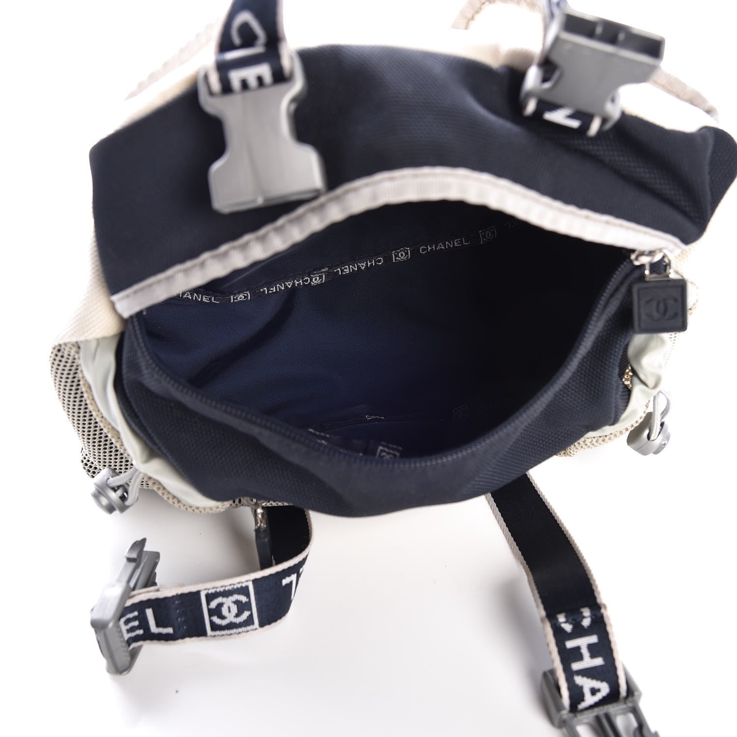 Chanel Nylon Mesh Sport Belt Bag Navy White 5 of 9