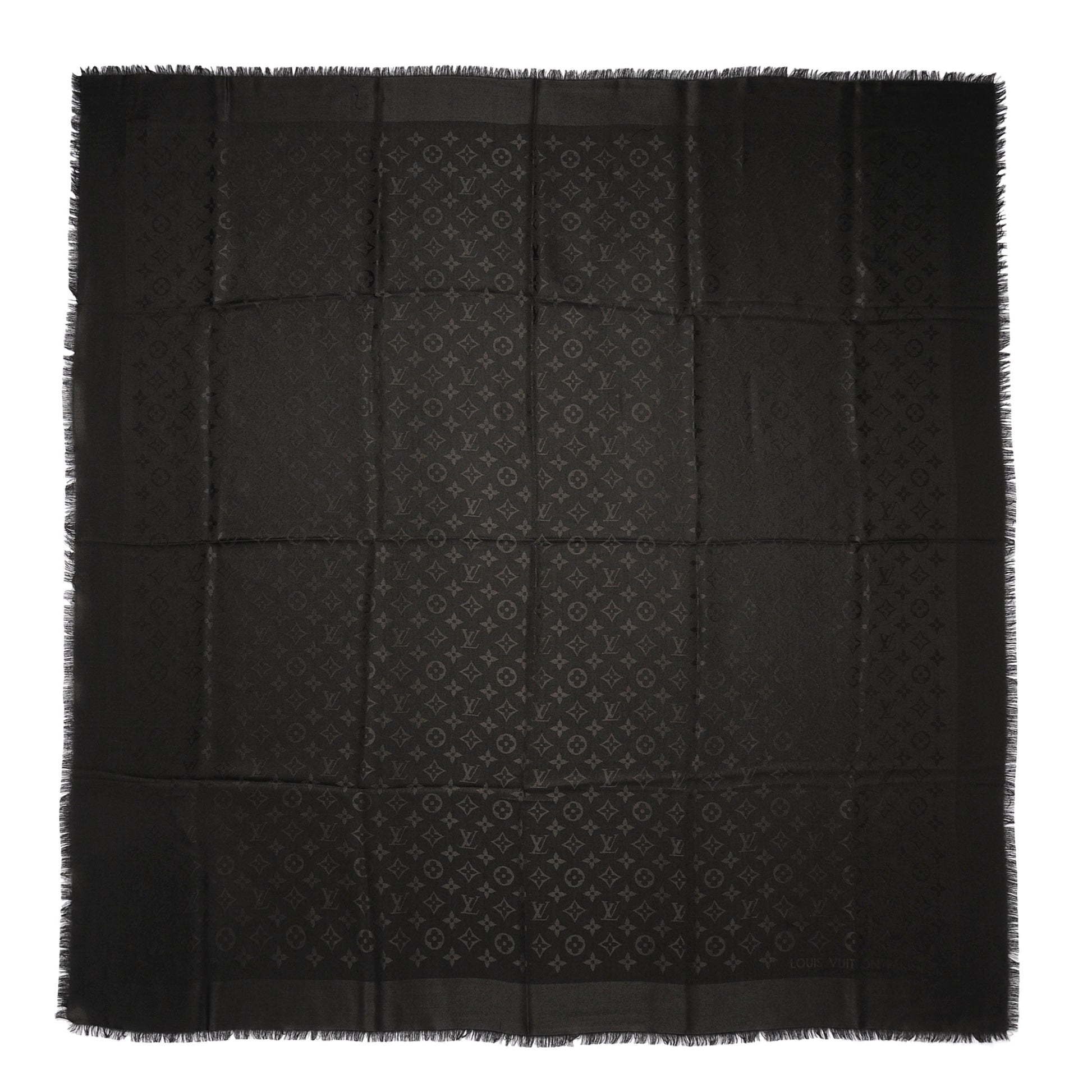 Louis Vuitton Silk Wool Monogram Shawl Black 3 of 5