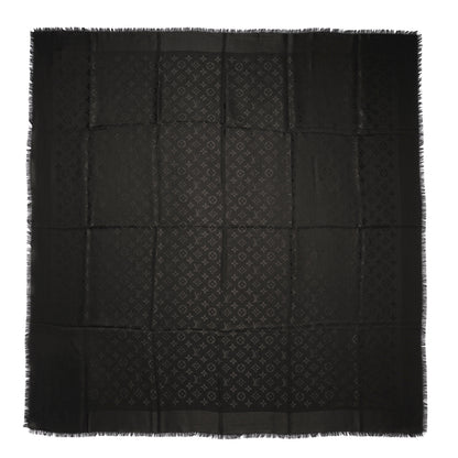 Louis Vuitton Silk Wool Monogram Shawl Black 3 of 5