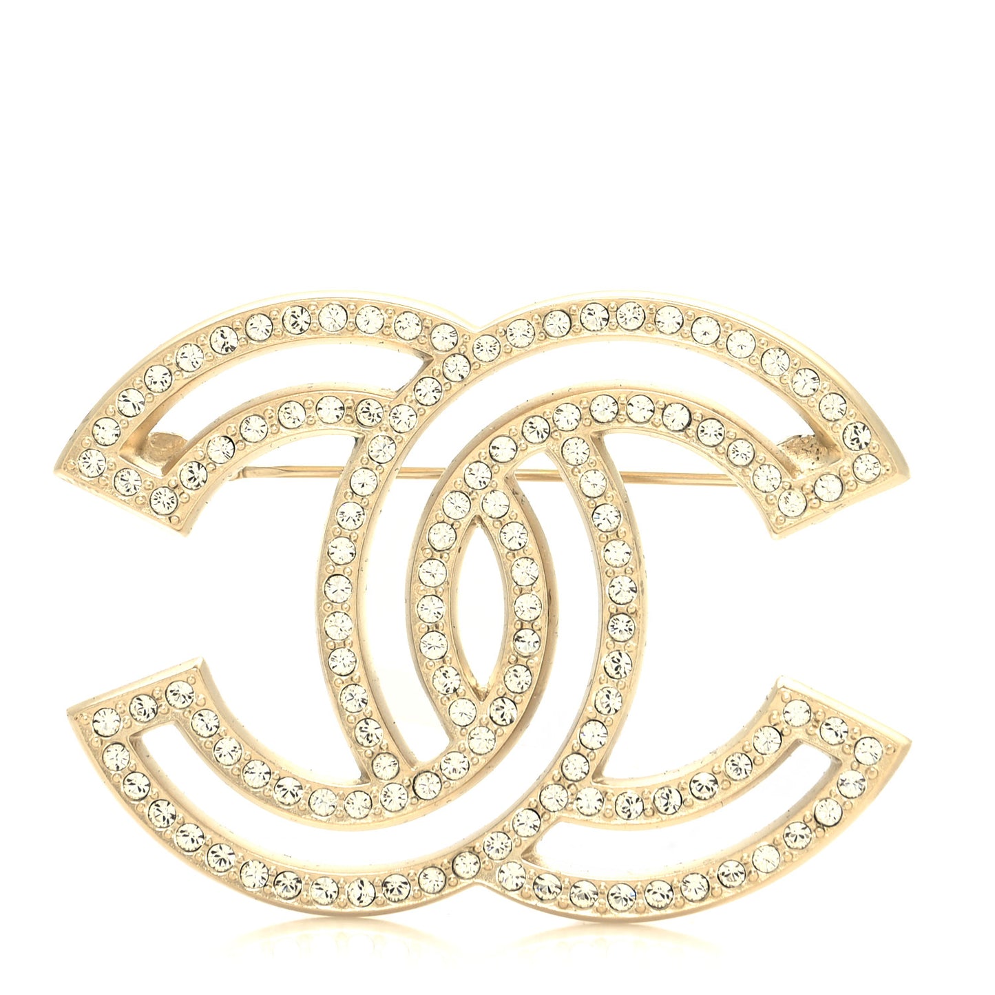Crystal CC Brooch Light Gold