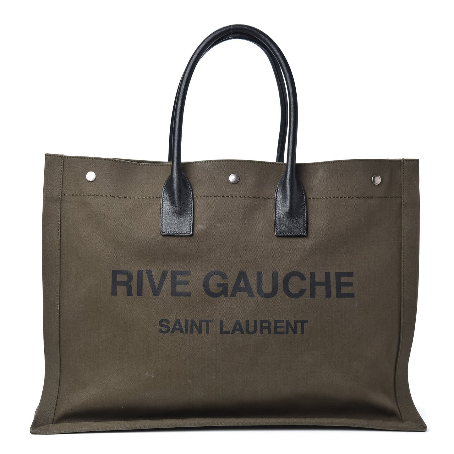 Linen Calfskin Rive Gauche Tote Khaki