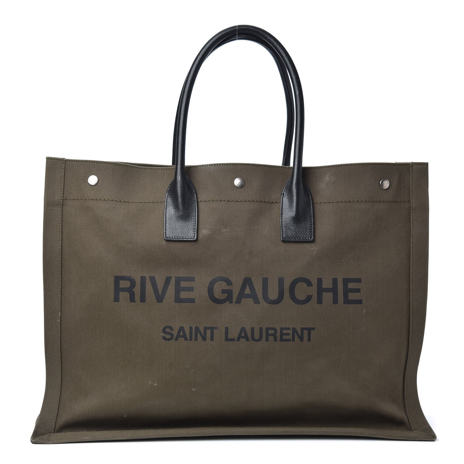 Saint Laurent Linen Calfskin Rive Gauche Tote Khaki 1 of 10