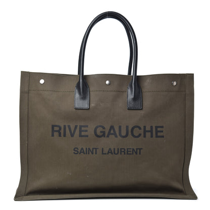 Saint Laurent Linen Calfskin Rive Gauche Tote Khaki 1 of 10