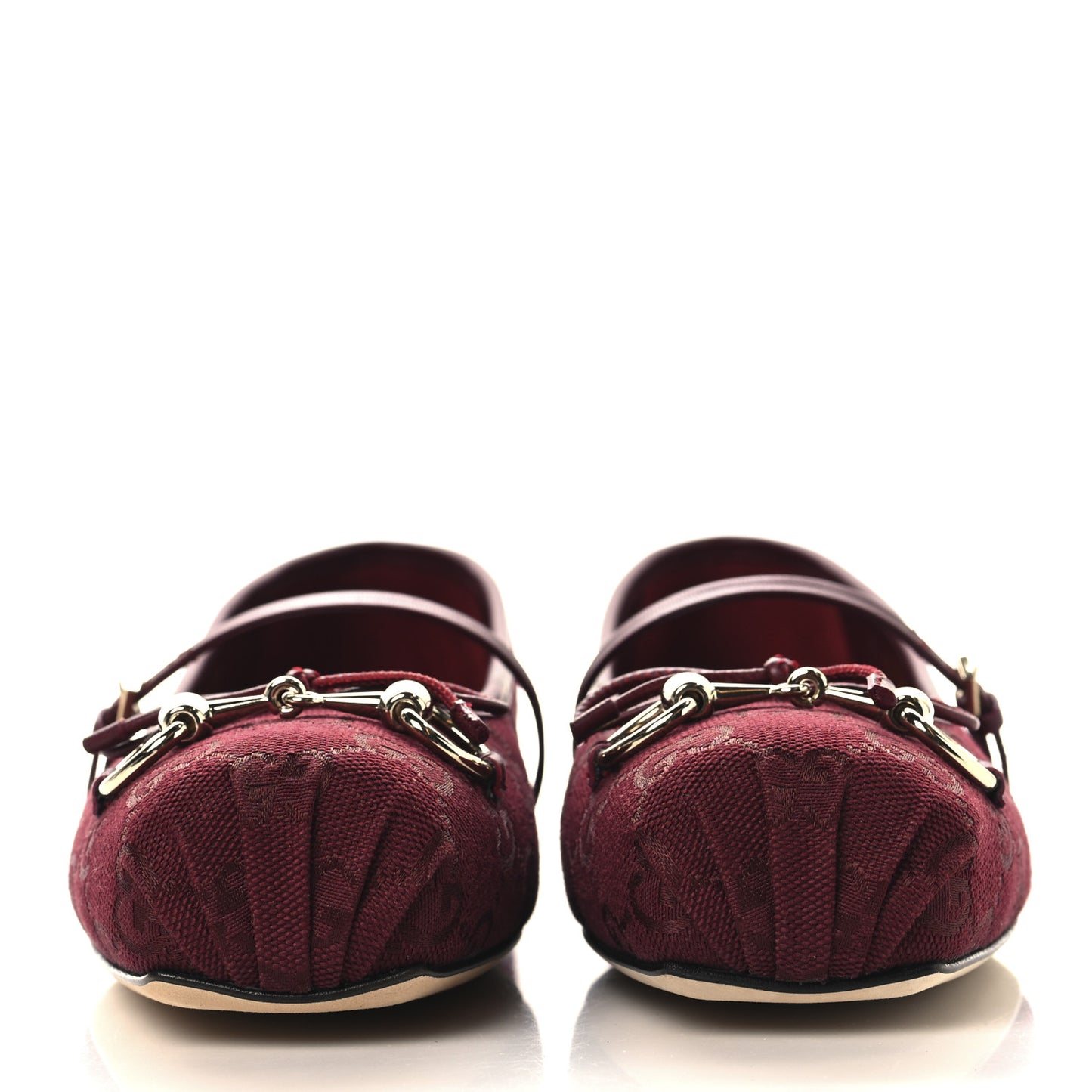 GG Monogram Horsebit Ballet Flats 38.5 Rosso Ancora