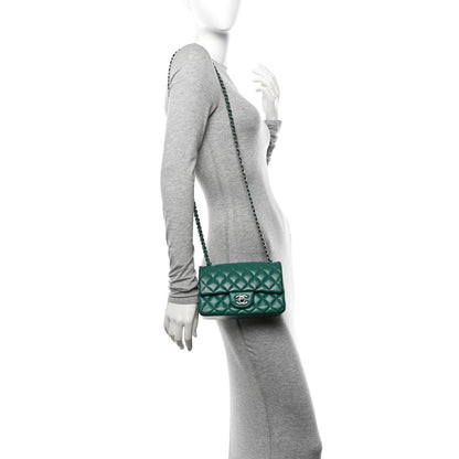 Chanel Lambskin Quilted Mini Rectangular Flap Dark Green 2 of 13