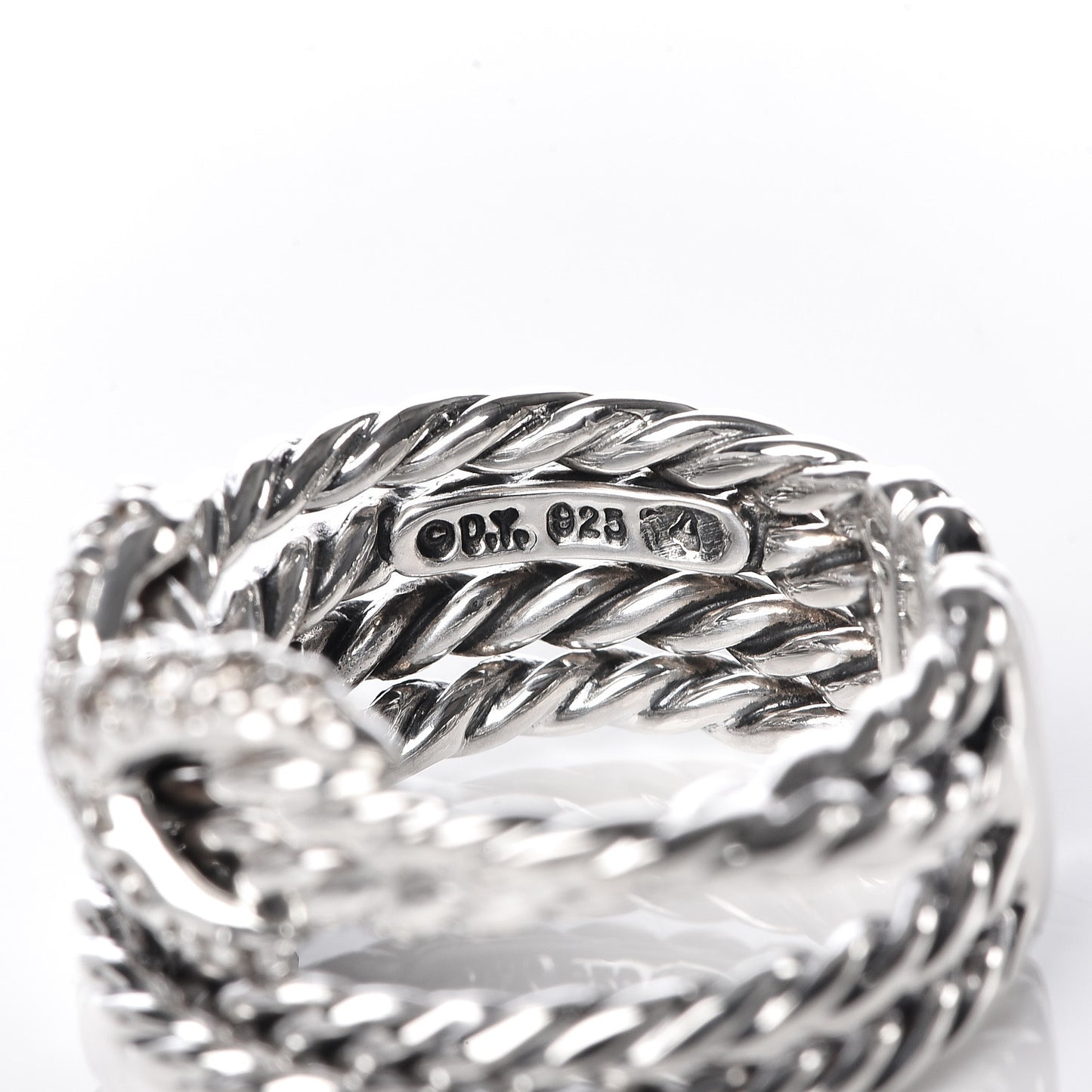 Sterling Silver Diamond 10mm X Crossover Ring 50 5.25