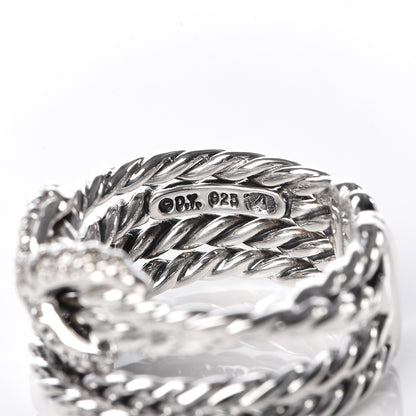 David Yurman Sterling Silver Diamond 10mm X Crossover Ring 50 5.25 5 of 5