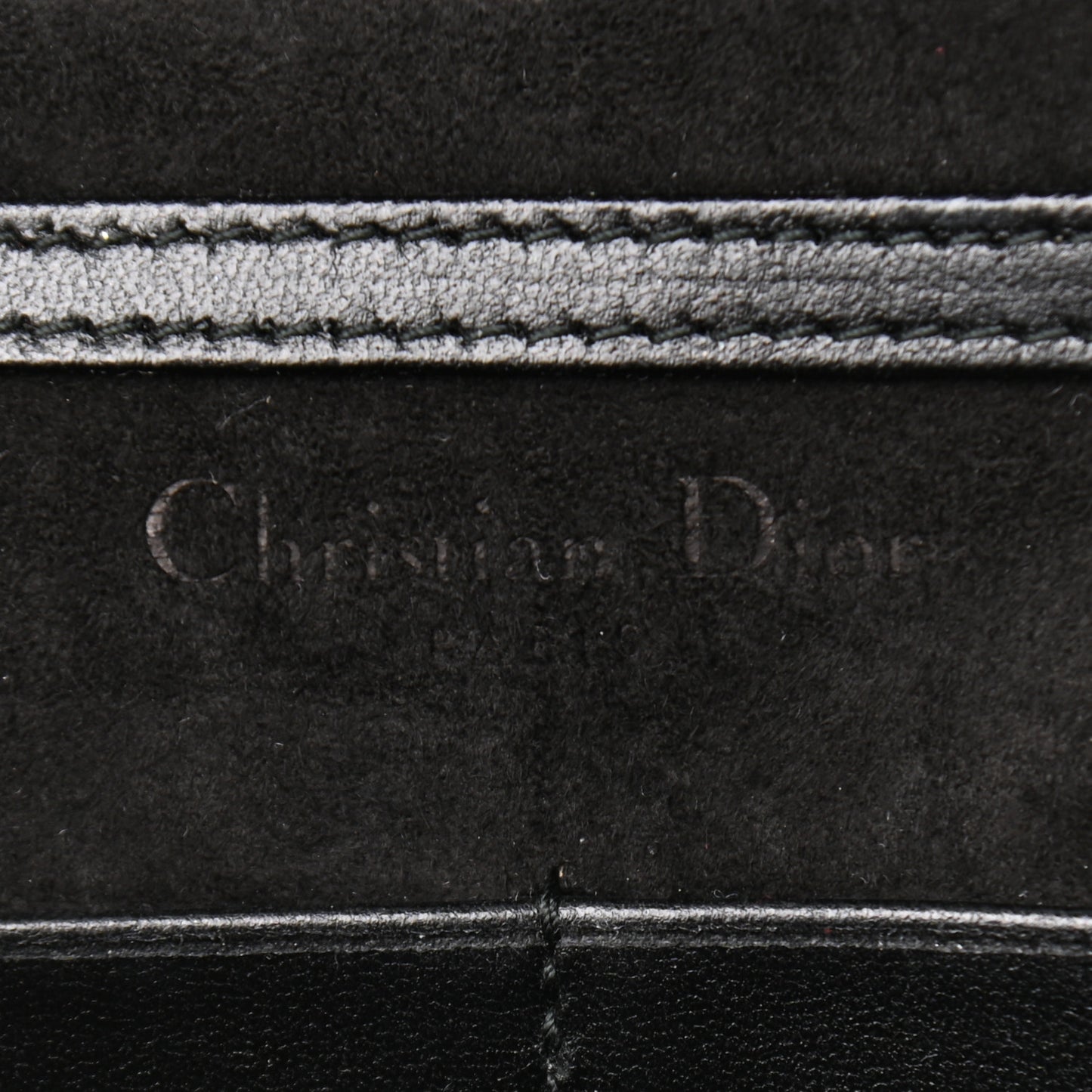 Grained Calfskin Diorama Wallet on Chain Pouch Black