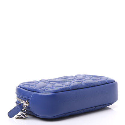 Chanel Caviar Camellia Embossed Small Cosmetic Case Blue 3 of 10