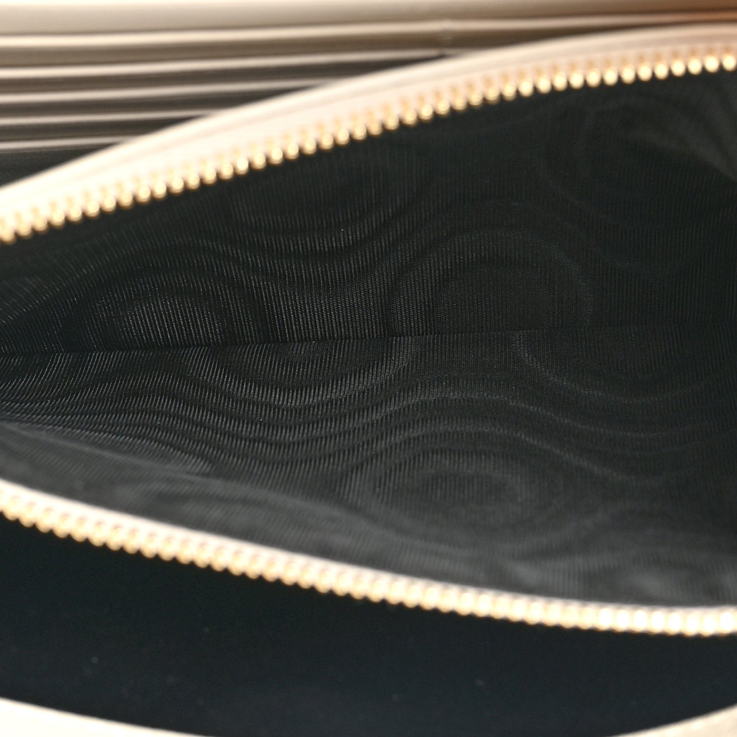 SAINT LAURENT Smooth Calfskin Tri-Metal Cassandre Wallet On Chain WOC Crema Soft