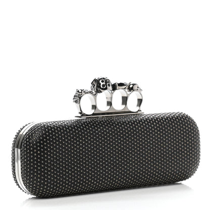 Alexander McQueen Nappa Studded Skull Knuckle Box Clutch Black 3 of 8