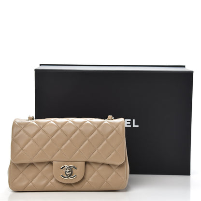 Chanel Lambskin Quilted Mini Rectangular Flap Dark Beige 10 of 10