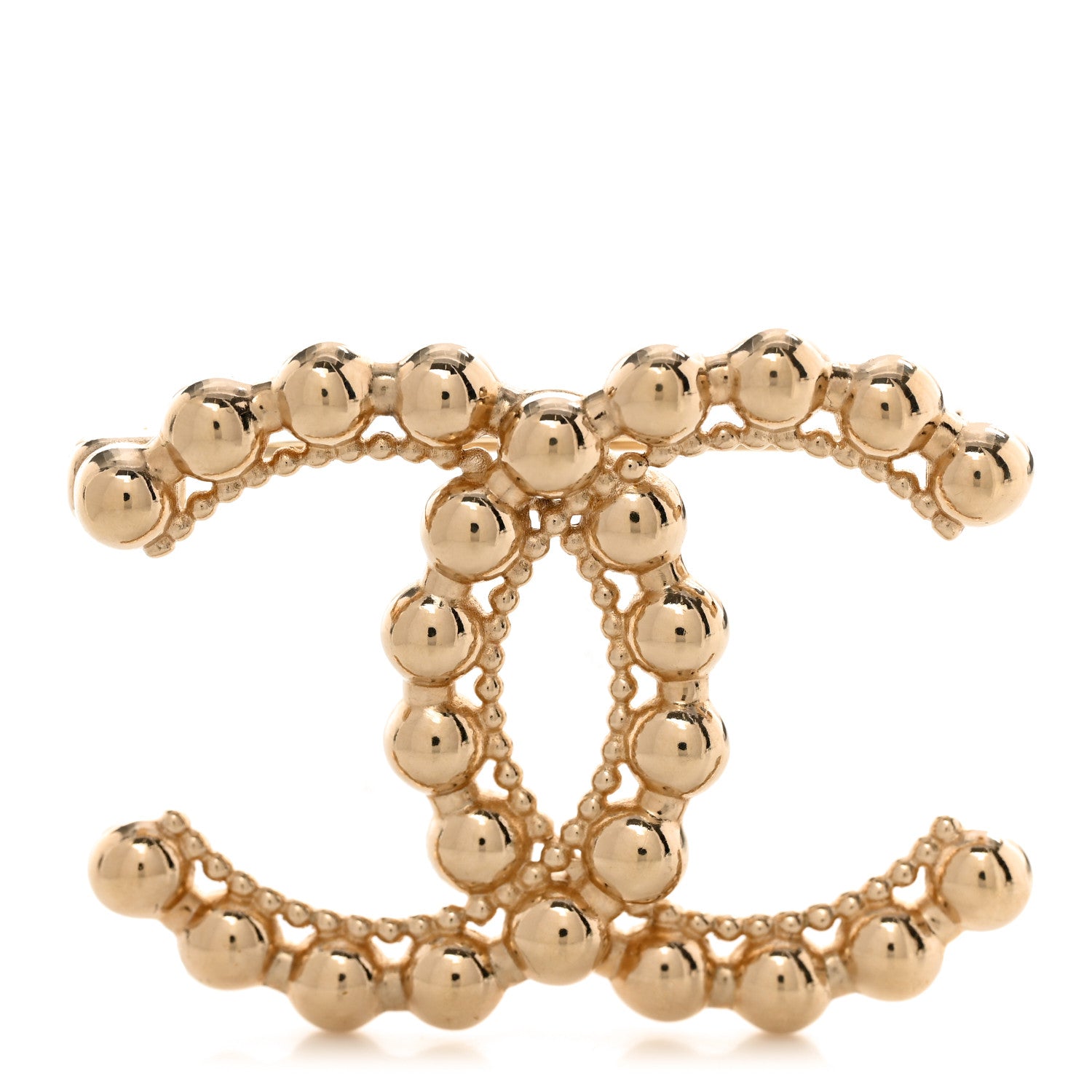Chanel Metal Beaded CC Brooch Gold 1 of 5