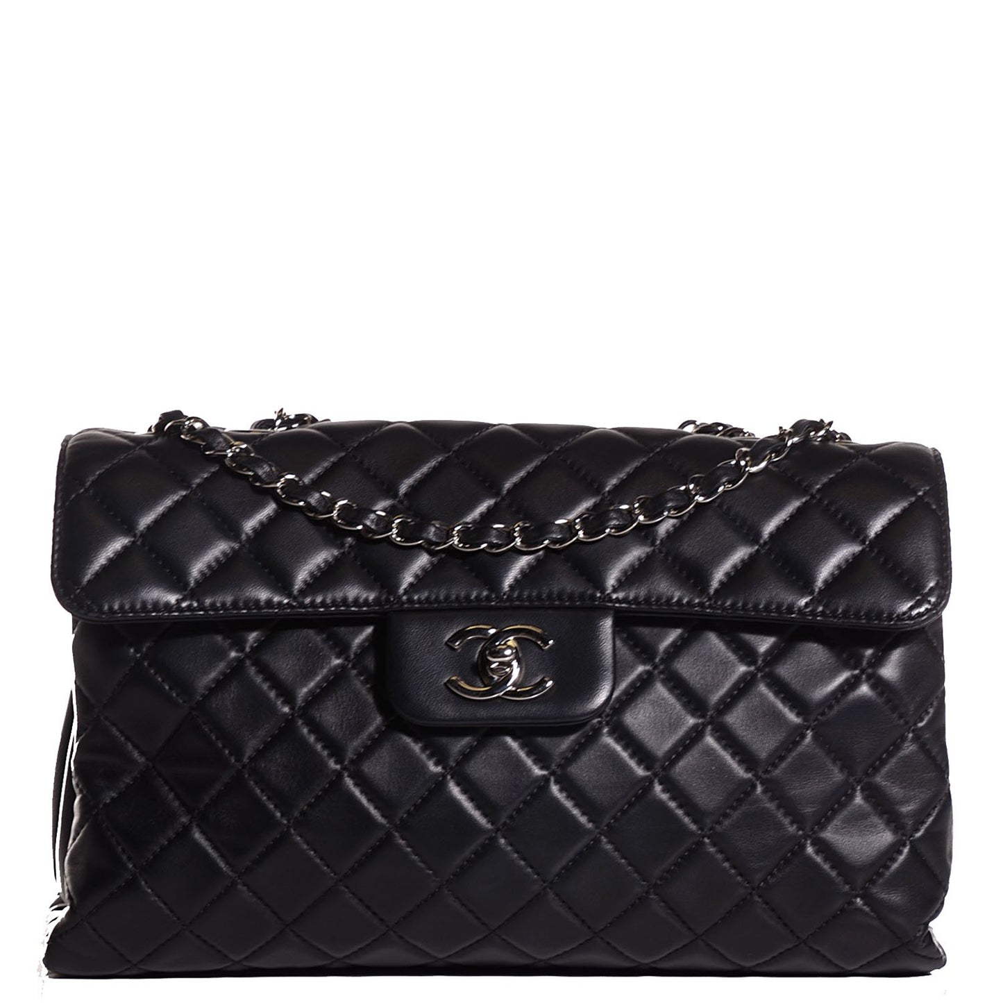 Lambskin Quilted Jumbo by 4 Flap Black