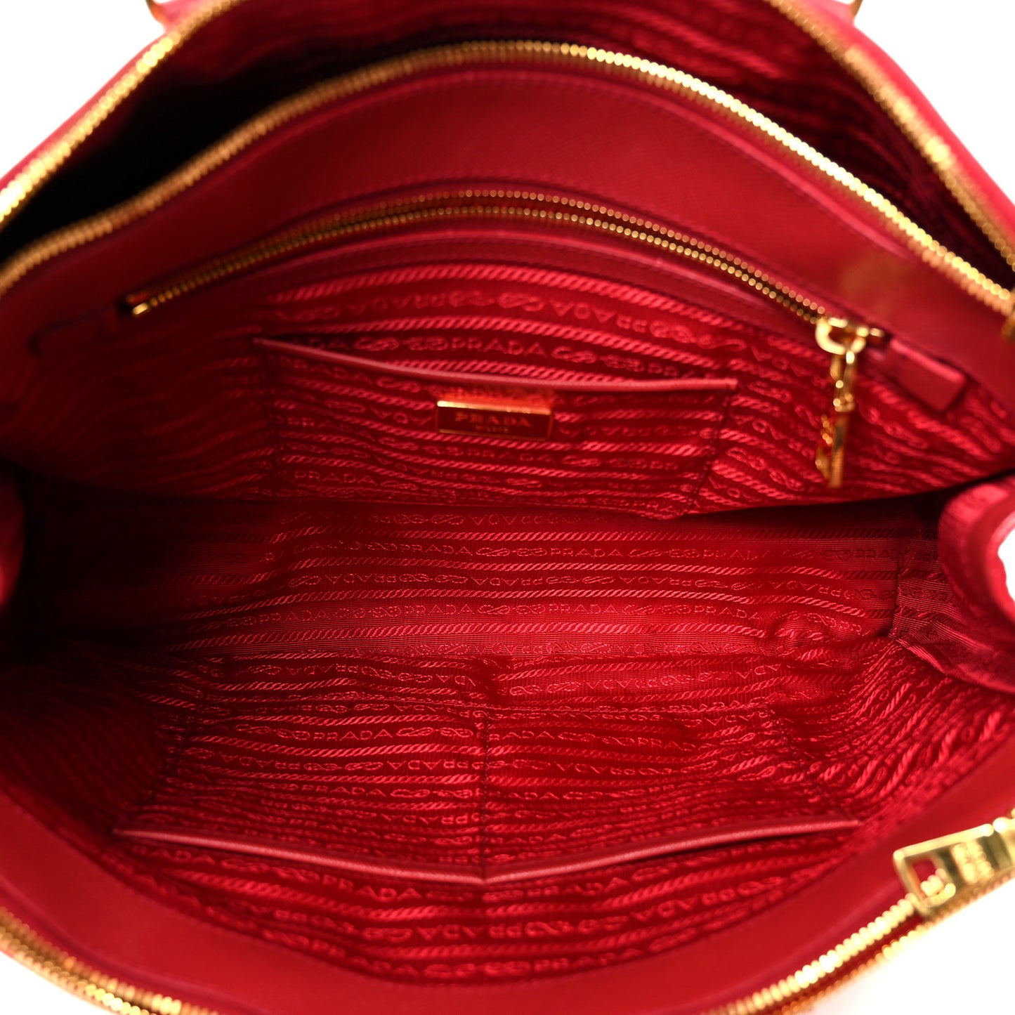 Saffiano Lux Large Double Zip Tote Fuoco
