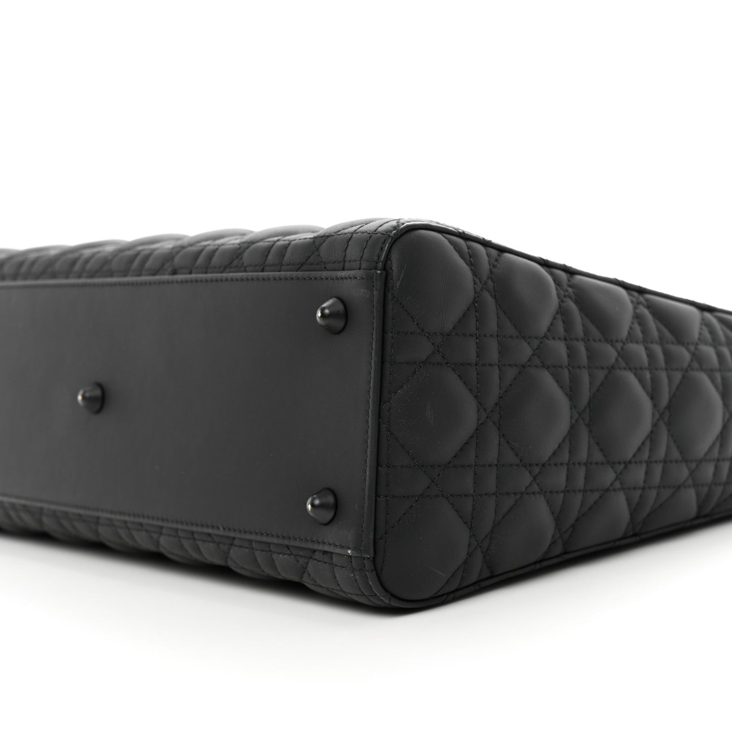 Ultra Matte Calfskin Cannage Large Lady Dior Black