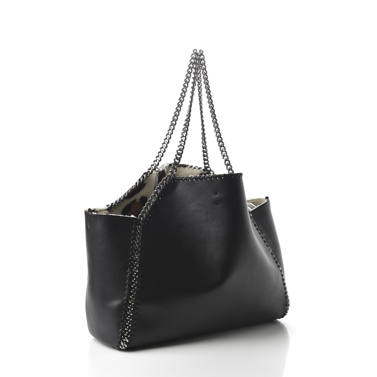 Stella McCartney Eco Alter Nappa Shearling Leopard Print Falabella Reversible Tote Black 11 of 16